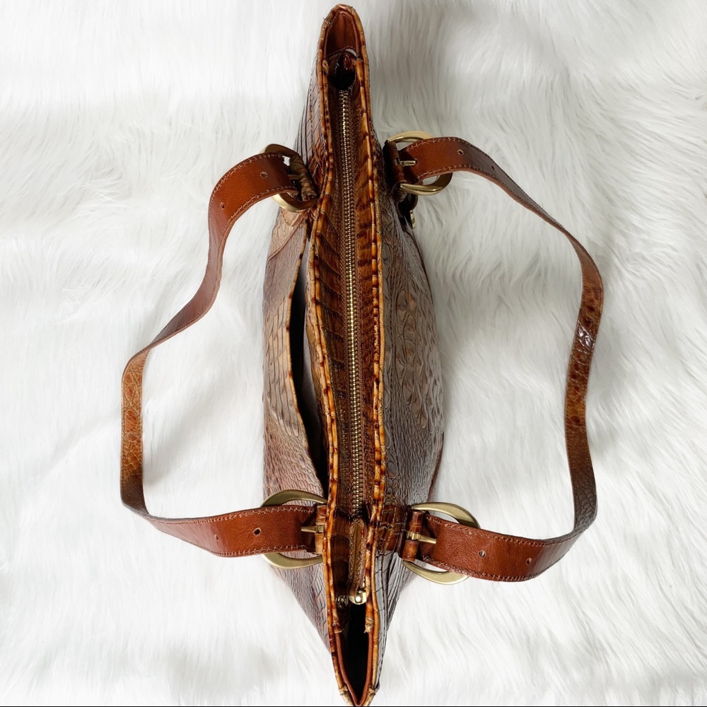 SOLD-Brahmin Vintage Toasted Almond Croc Embossed Ombre Leather Tote - Picture 7 of 12